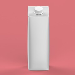 1L Carton box with Screw Cap Mock-up. White blank milk or juice carton box