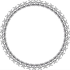 Round frame. Circle Ornamental decorative frame with leaves and floral element
