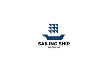 Flat sail or ship logo design vector template