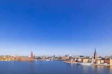 Stockholm city, Sweden. Beautiful panoramic view on a sunny day