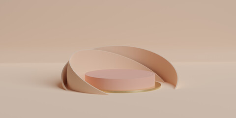 3D illustration, Modern minimalist mockup for podium display or showcase, Pink 3D rendering...