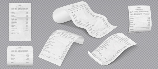 Receipt paper invoice vector. Bill cheque purchase isolated. Cash supermarket shop receipt pay shop.