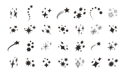 Stars sparkle icons set vector. Sparkles symbols. Shiny, flash, twinkling, decoration © ~ Bitter ~