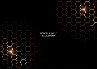 Abstract beehive dark and gold line background