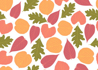 Seamlesss pattern of leaves in natural colours