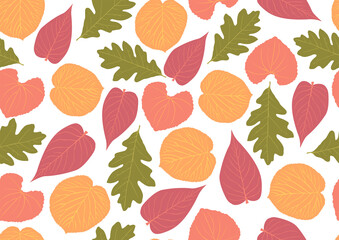 Fototapeta premium Seamlesss pattern of leaves in natural colours