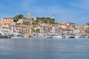 Looking across the port of Cannes in the south of France