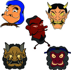 Japanese mask vector bundles illustrations are suitable for use for clothing branding stickers and others