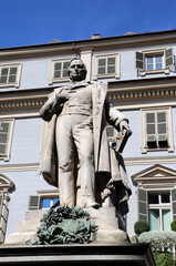 Turin, TO, Italy - August 25, 2015: Ancient Statue of Vincenzo Gioberti a famous Italian...