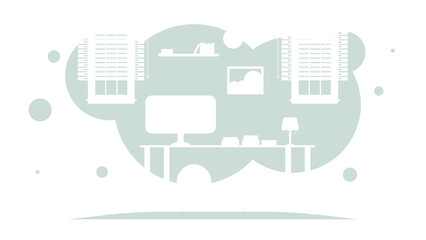 Room in flat style. Background for your presentation or design.