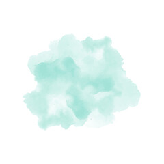 Abstract mint green watercolor water splash on a white background. Vector watercolour texture in mint color. Ink paint brush stain. Green splatter spot. Watercolor pastel splash