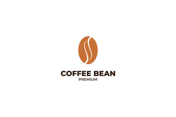 Flat oval coffee bean logo design vector template