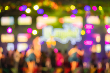 Beautiful blurred images of stage performances at night with lights from a variety of beautiful spotlights.