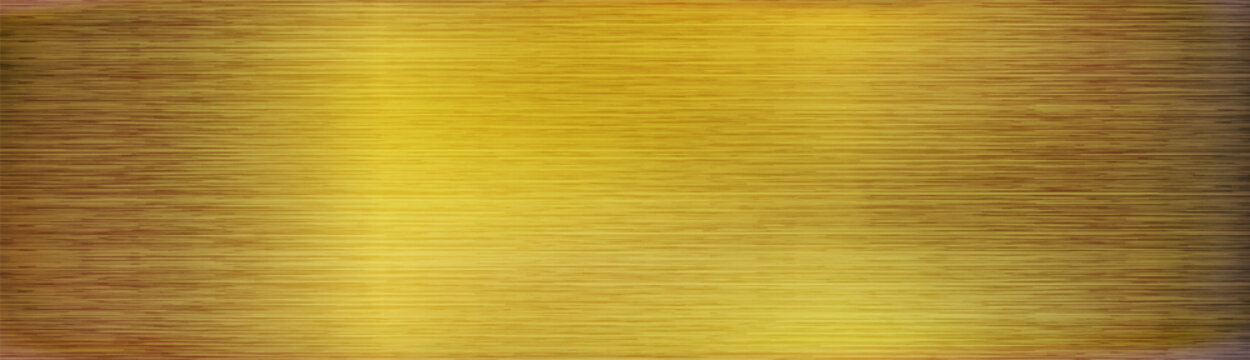 Brushed or polished dark gold metal texture background. Rectangle Realistic golden jewel backdrop. Vector
