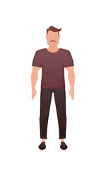 A strong man stands. Isolated. Cartoon style.