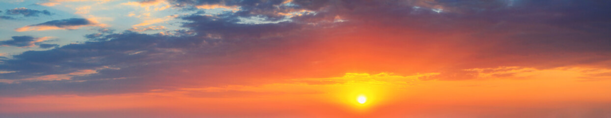 Beautiful view of the sky during sunset, panorama. Horizontal banner with free copy space for text