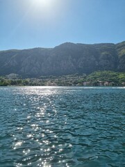 The Bay of Kotor, the Adriatic Sea in southwestern Montenegro. Its well-preserved group of medieval towns of Kotor, Tivat, Perast and Herceg Novi.  Travelling and leasure concept, beautiful seascape