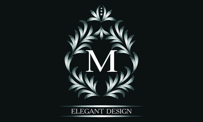 Simple creative logo for the letters M. Business sign, identity monogram for restaurant, boutique, hotel, heraldic, jewelry.