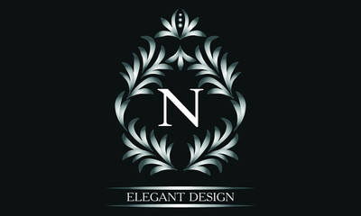 Simple creative logo for the letters N. Business sign, identity monogram for restaurant, boutique, hotel, heraldic, jewelry.