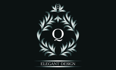 Simple creative logo for the letters Q. Business sign, identity monogram for restaurant, boutique, hotel, heraldic, jewelry.