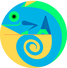 Fototapeta premium animal chameleon lizard blue