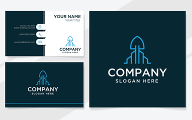 Shovel building logo suitable for company with business card template