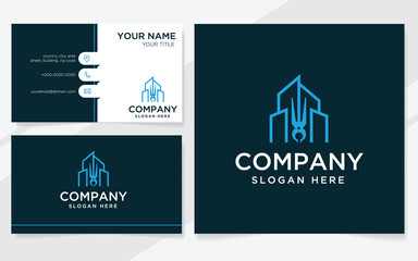 Pliers building logo suitable for company with business card template