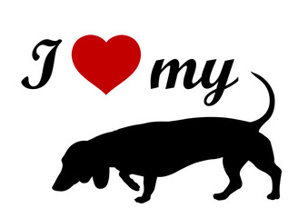 I love my dachshund,  label - vector