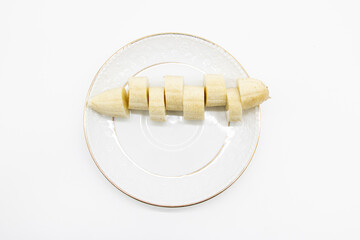 slices of bananas isolated on white background