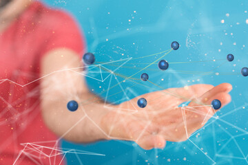Obraz na płótnie Canvas Digital technology background. Network connection dots and lines.