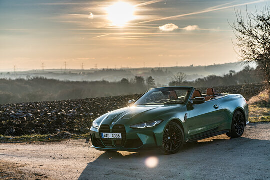 The new BMW M4 Cabrio, model year 2022 in the nature, Prague, Czech Republic, 25. 12. 2021
