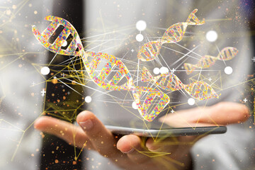 world Neural network 3D illustration. Big data and cybersecurity