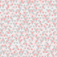 Geometric triangles pattern background. Triangular trendy pattern design. Purple, pink and grey color triangles. Abstract seamless vector wallpaper