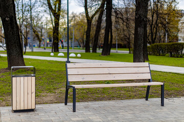 empty bench in an empty city park