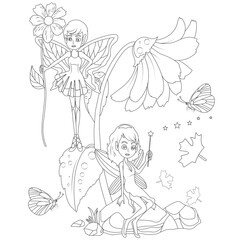 Funny fairy coloring page for children