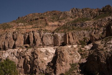 Desert landscape. View of the rock and sandstone cliffs in the arid mountains. 