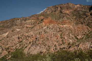 The arid desert. View of the sandstone and rocky hills.