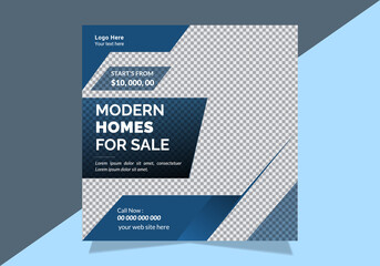 Real Estate Home sale Square banners with standard size social media post design template.