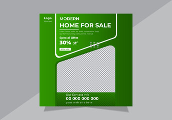 Real Estate Home sale Square banners with standard size social media post design template.