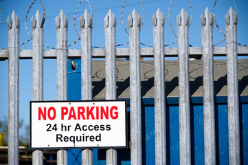 Parking restriction sign at private property car park