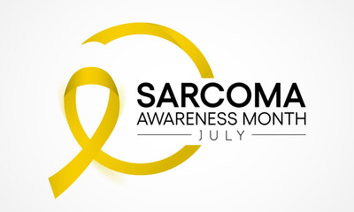 Sarcoma cancer awareness month is observed every year in July, it is a type of cancer that begins in bone or in the soft tissues of the body, including cartilage, fat, muscle. Vector illustration