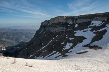 landscape with snow covered mountains