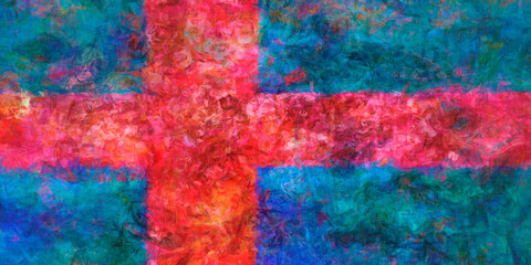 red cross on blue background brush stroke digital art