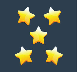 3D Cartoon Golden Yellow Stars For Game Design Icons Application Concept Interface Ratings Illustration