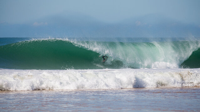 amazing view of strong tube in Supertubos, Peniche, Portugal