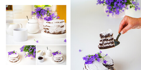 Naked cake, tort urodzinowy, aranżacja stołu - obrazy, fototapety, plakaty