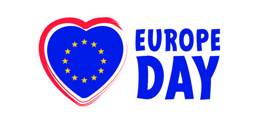 Memorial day, May 9, Europe Day. Vector cartoon calendar. May 9, 1945 marks the unification of Europe after the Second World War II. the anniversary of the European Union. Flags of europe and stars. 