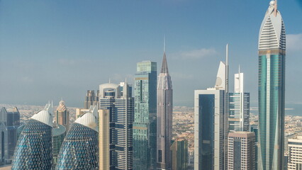 Financial center of Dubai city with luxury skyscrapers timelapse, Dubai, United Arab Emirates