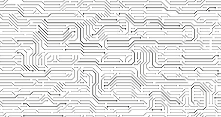 Circuit board pattern. Technology texture, digital tech lines and computer systems seamless vector background illustration