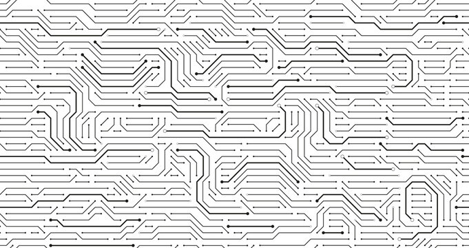 Circuit board pattern. Technology texture, digital tech lines and computer systems seamless vector background illustration